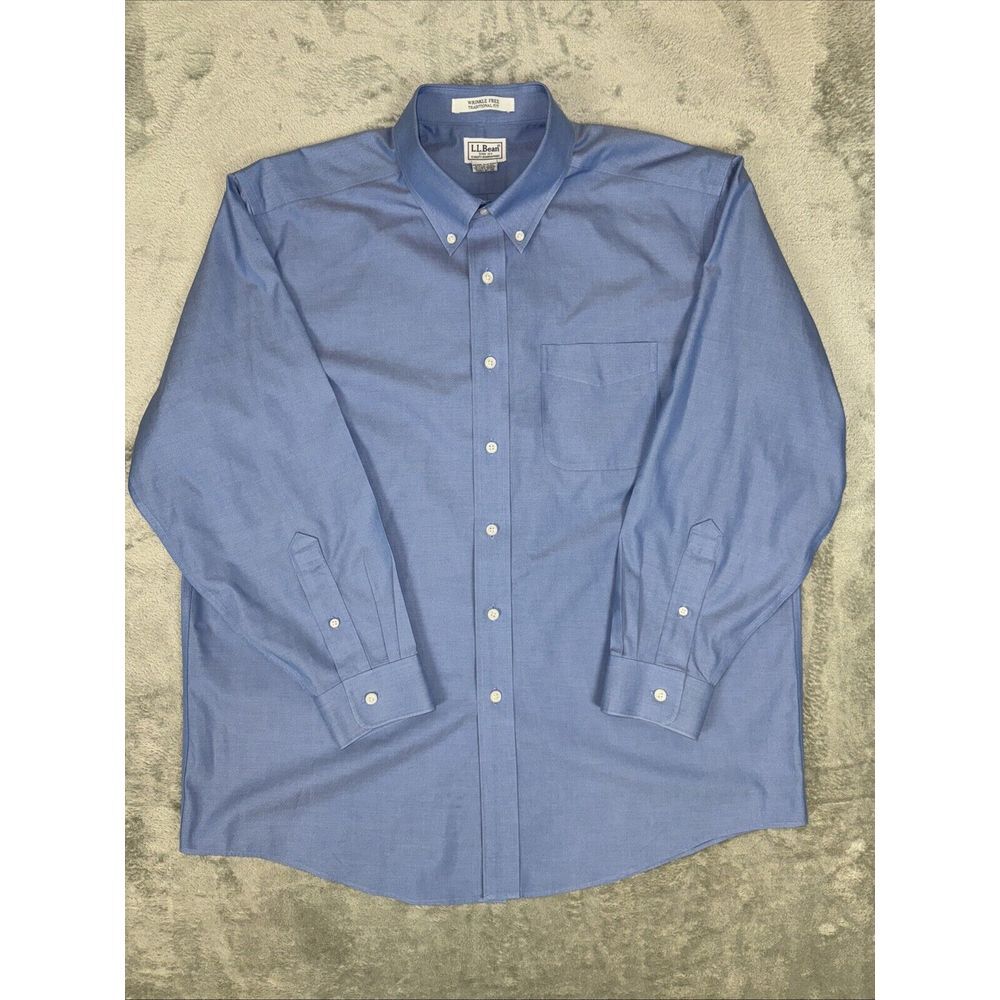 L.L. Bean Men's Dress Shirt Wrinkle Free Traditional Fit Blue Size 16.5 - 32‎